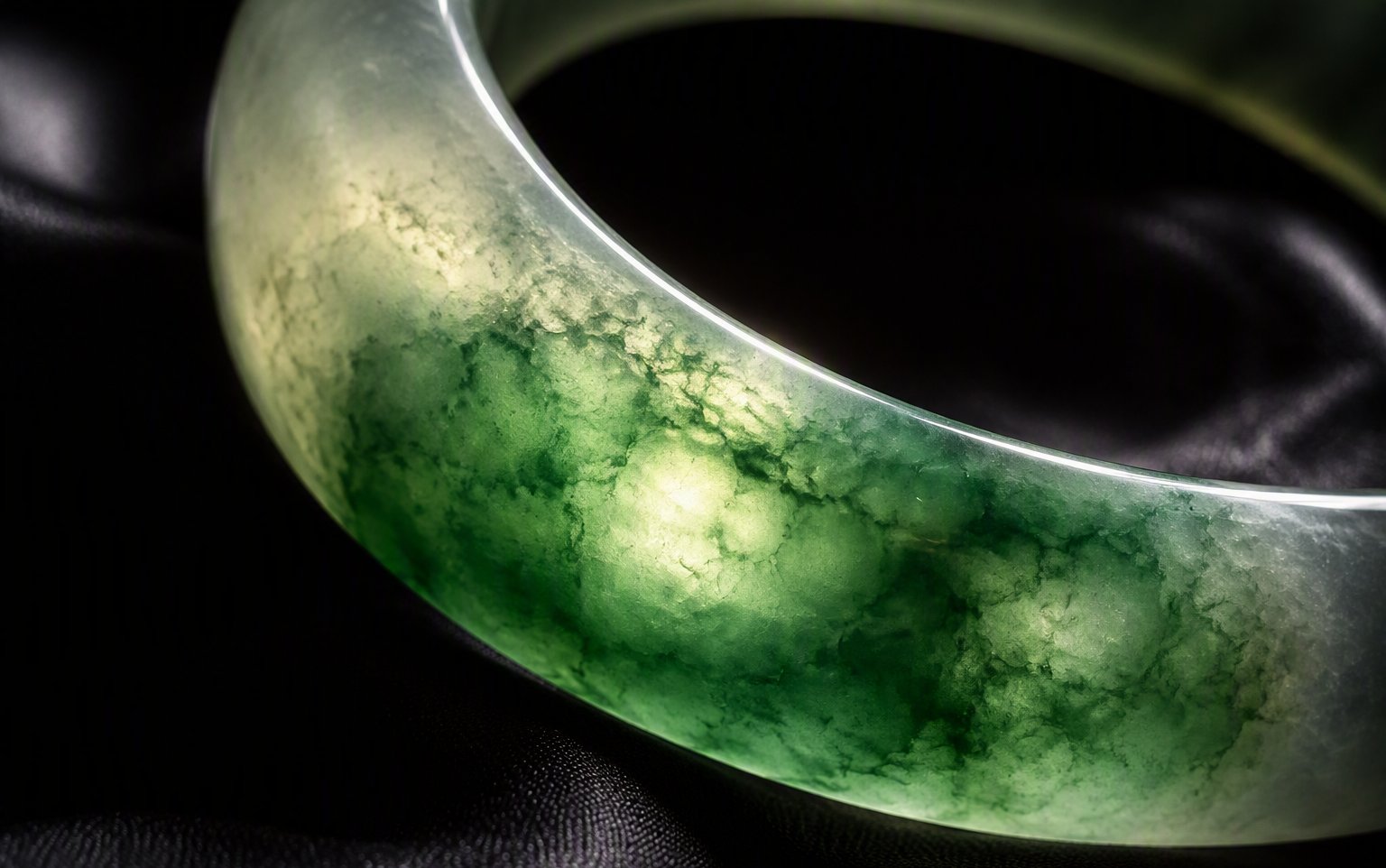 Macro of a translucent jade bangle