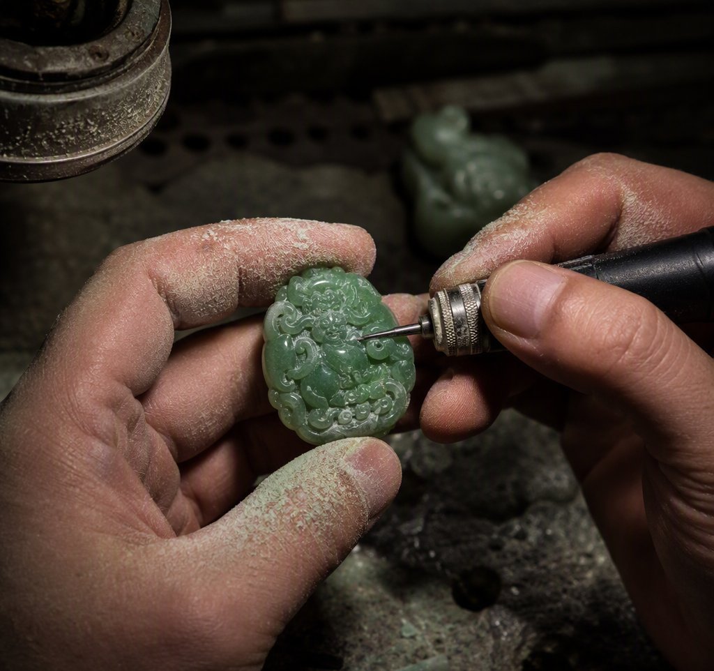 Carving jade with rotary tool